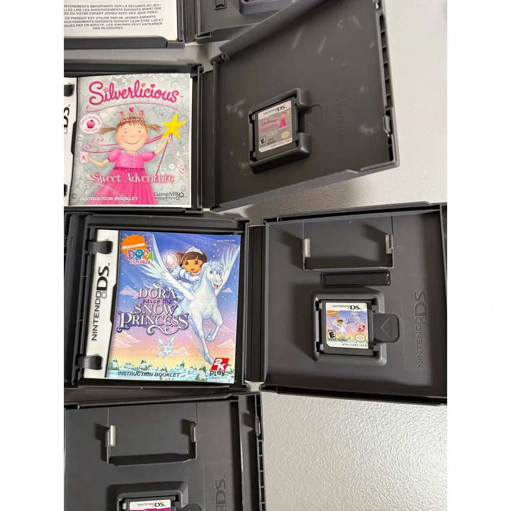 Nintendo DS Game Lot 7 Barbie Dora Hello Kitty Nancy Drew Silverlicious Manuals